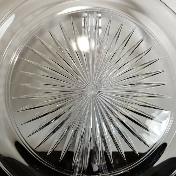 Vintage Crystal 8 1/2" Platter - Starburst Pattern - Made in USA 24% Lead - Picture 2 of 5
